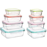 Vtopmart 8-pack glass containers for rectangular shapes and meal prep