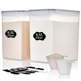 Vtopmart 9.5L two-pack flour and sugar containers in a modern kitchen.