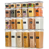 Vtopmart airtight containers on the countertop keep pantry organized and ingredients visible.