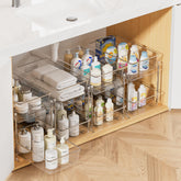 Vtopmart 2-tier clear bathroom organizer for easy cosmetics access.