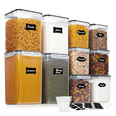 Vtopmart flour and sugar containers in 6.5L size on a pantry shelf for quick access.