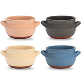 Vumdua French onion soup bowl with dual handles, perfect for hot soups.