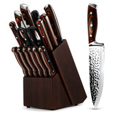 Vvwgkpk knife set with wooden block for organized storage and easy access.