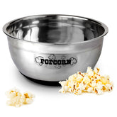 Wabash Valley Farms stainless steel popcorn bowl with 6-quart capacity for family movie nights.
