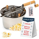 Wabash Valley Farms Whirley Pop on stove showing the stirring mechanism for even popping