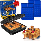 Waffle Wow building brick waffle maker in black, front view for creative breakfasts.