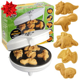 Waffle Wow dinosaur mini waffle maker creates 3D dino waffles with detail.