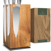 WALDWERK acacia wood knife holder with 360-degree rotation for easy access to blades