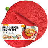Walfos 12-inch round silicone microwave mat red for splatter control and protection