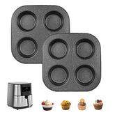 Walooza 4-cup muffin pan 2-pack front view shows durable carbon steel for even baking.