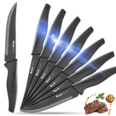 Wanbasion black non-serrated steak knife 8pc for effortless slicing at home