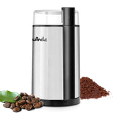 Wancle coffee grinder front view, compact and space-saving for busy kitchens.