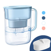 Waterdrop pitcher blue front view shows compact design for fridge use