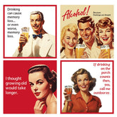 Watersay funny cocktail napkins pack in retro red designs for festive gatherings.