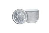 Waytiffer 7-inch aluminum round foil pan with paper lid for easy portioning and serving.