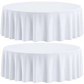 Wealuxe white round tablecloth, 90-inch, seamless edges for a polished look.