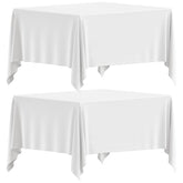 Wealuxe white square tablecloth 85x85 with neatly stitched edges for a refined look.