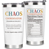 WECACYD Chaos Coordinator tumbler front text enhances daily coffee ritual