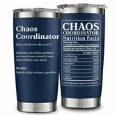 WECACYD Chaos Coordinator tumbler front view with navy finish, ideal for gifting