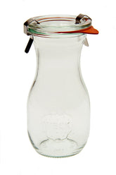 WECK 763 juice jar set with glass lids for fresh juice storage.