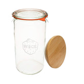 WECK 974 glass jar with glass lid for airtight pantry storage.