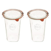 Weck Quadro large jar in clear glass for easy pantry organization.