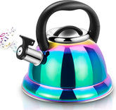 Weftnom tea kettle with rainbow surface boiling water adds color to the kitchen