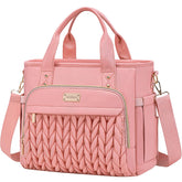 Weitars insulated lunch bag for women in pink-02 with roomy main compartment.