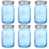 WELLIFE wide mouth 32oz blue mason jar bottle for durable storage and easy pouring.