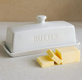 WERTIOO butter dish with lid on glossy ceramic keeps butter fresh and sanitary.