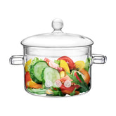 Wetpyaks glass pot with lid for stove top keeps flavors intact during simmering.