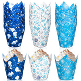 Whaline winter snowflake tulip cupcake liners for festive presentation