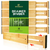 WHAMZ33 W bamboo drawer dividers adjustable 17-22 inches keep drawers neatly organized.