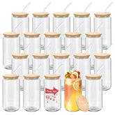 WHEATHUSK 20-pack glass cups with bamboo lids for versatile entertaining