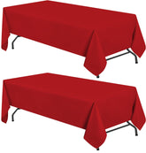White Classic Wealuxe red tablecloth 60x102 rectangular for a polished dining setup.
