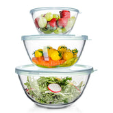WhiteRhino glass mixing bowls 4.5qt with lid for large batches and easy monitoring.