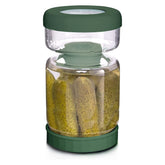 WhiteRhino glass pickle jar with hourglass strainer for easy drainage