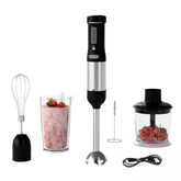 Whuto cordless immersion blender with 700ml beaker for smooth sauces and soups.