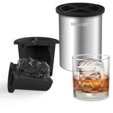 WIBIMEN clear ice cube maker 2-inch, sleek stainless steel for premium cocktails.