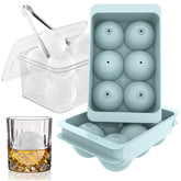 WIBIMEN large ice cube mold blue two-pack for whiskey with slow-melting round cubes.