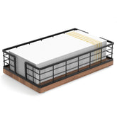 Wican guest towel holder tray front view in oak and iron for stylish bathroom storage