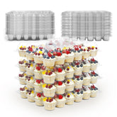 WIKDAY 24-count cupcake containers with snap lids for secure transport.