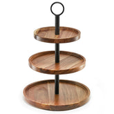 Wildmos 3-tier cupcake stand top view showing rustic wood design for weddings and home entertaining.