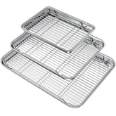 Wildone baking sheet set front view with three pans for versatile baking