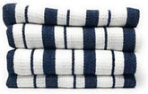 Williams-Sonoma Classic Striped Towels Navy folded on counter, soft and absorbent for everyday use.