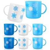 Willinglong snowflake mugs blue 6oz for festive cocoa and easy grab handles.