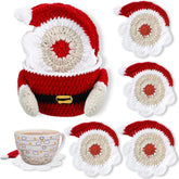 Windkream Santa Claus crochet coaster on a holiday table protects surfaces.