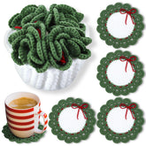 Windkream wreath coaster set with four coasters and a white storage basket