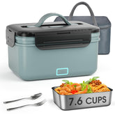 WisaKey cordless lunch box open showing a hot meal ready on the go
