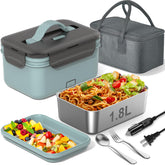 WisaKey electric heated lunch box front view with 1.8L capacity for travel meals